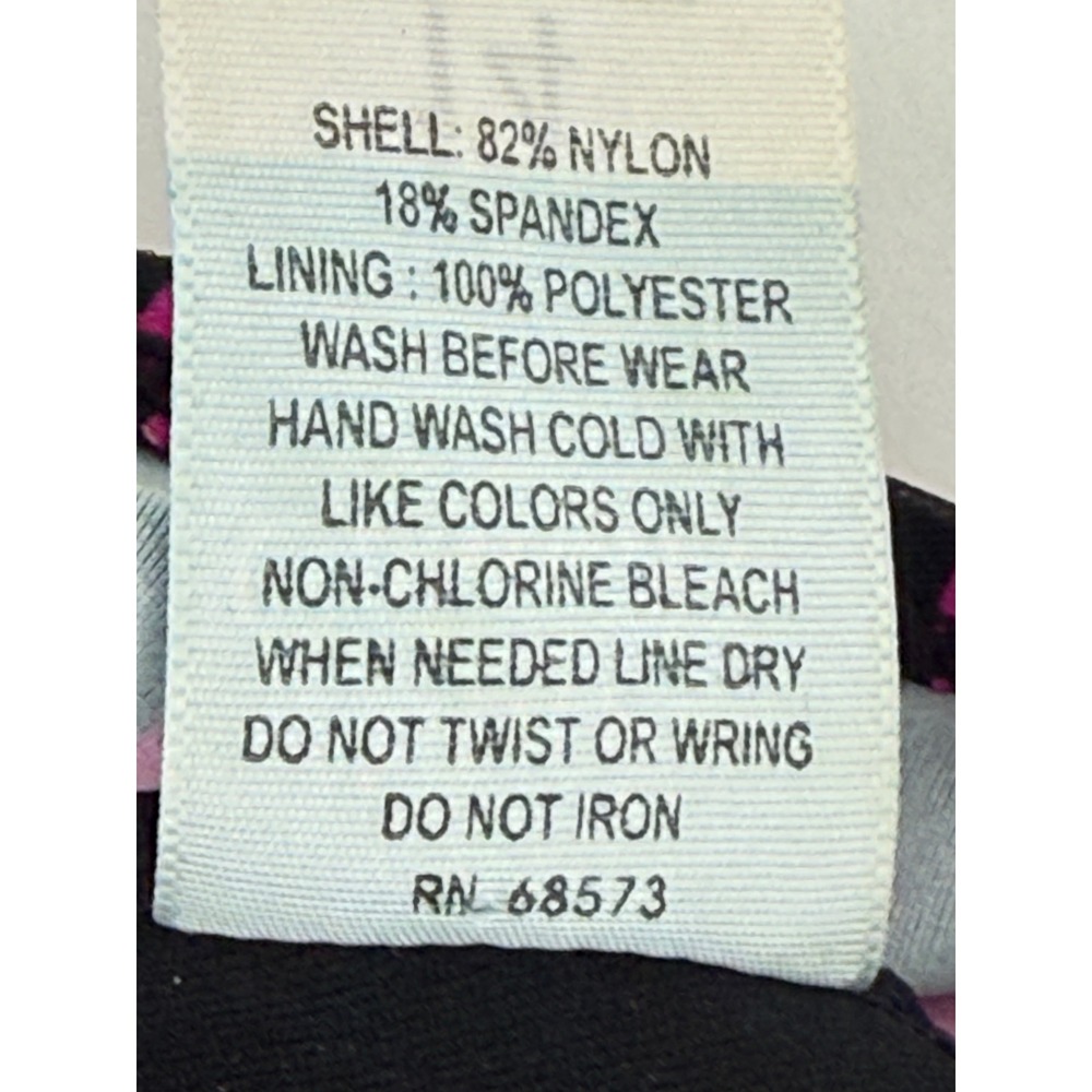 Sun Casuals Womens Pink Black Palm Leaf Halter Tankini Swim Top Sz 14 - Picture 8 of 8